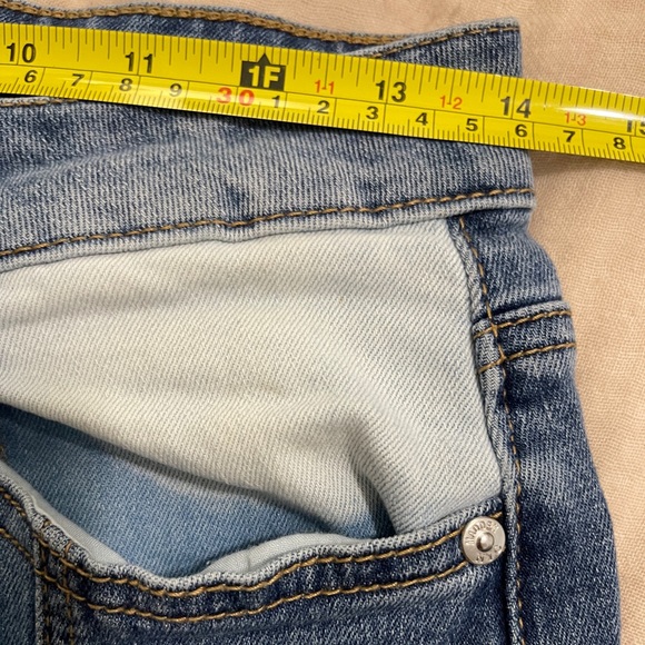 Madden NYC Womens Jeans Size 9 Blue Flare Leg Patchwork Frayed High Rise Denim - Picture 7 of 10